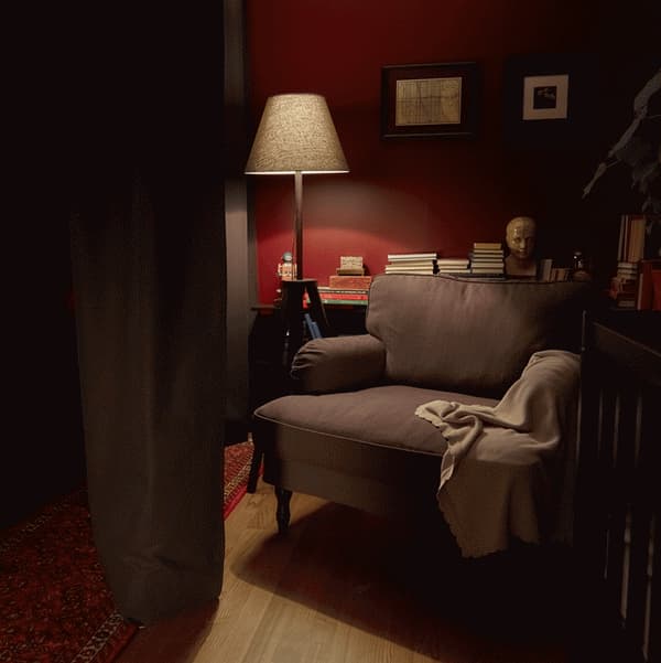 A gif of a floor lamp dimming.