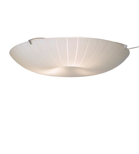 A glass ceiling lamp against a white background.