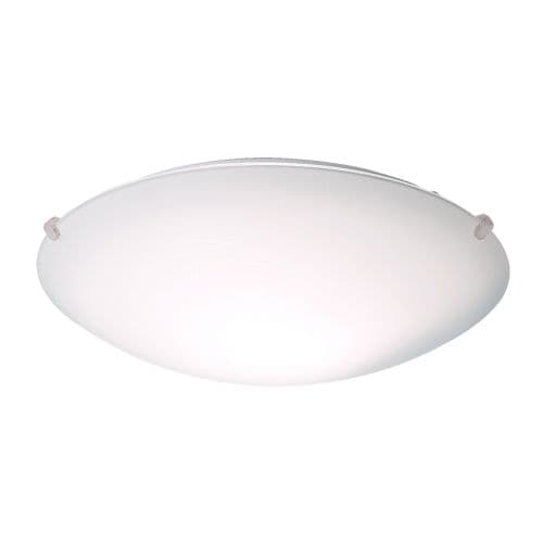 A glass ceiling lamp against a white background