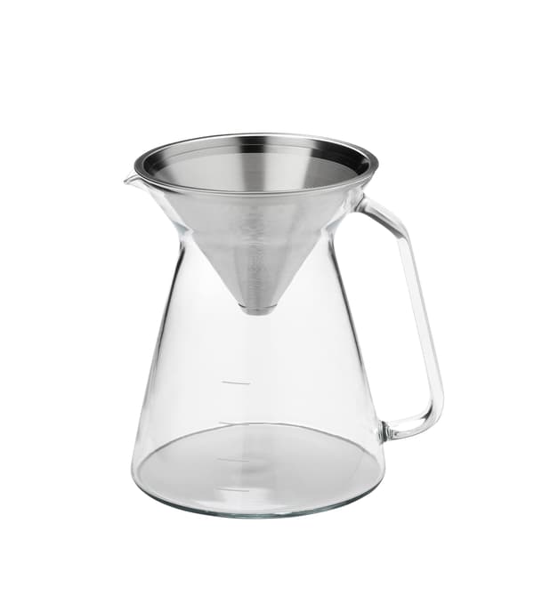 A glass IKEA coffee maker for drip coffee.