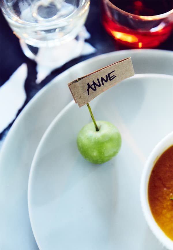 A handmade place-setting label.