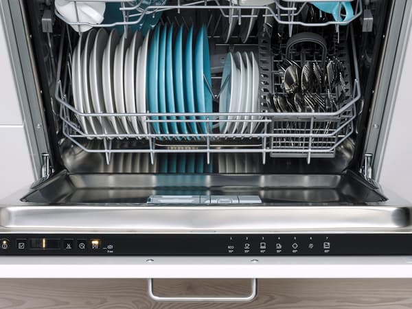 A loaded dishwasher