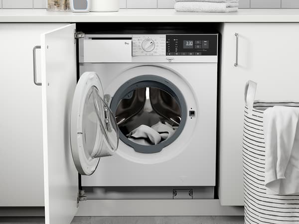 a loaded white Washing machine