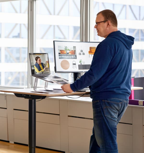 A man making a videocall with the IKEA design team