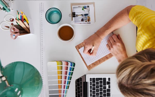 A person planning a home design