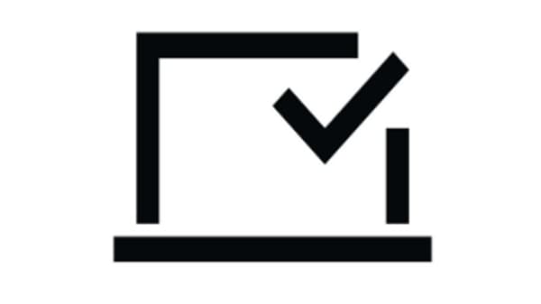 A pictogram of a computer and a tick is illustrated.