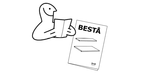 a pictogram of a person reading an assembly guide. 