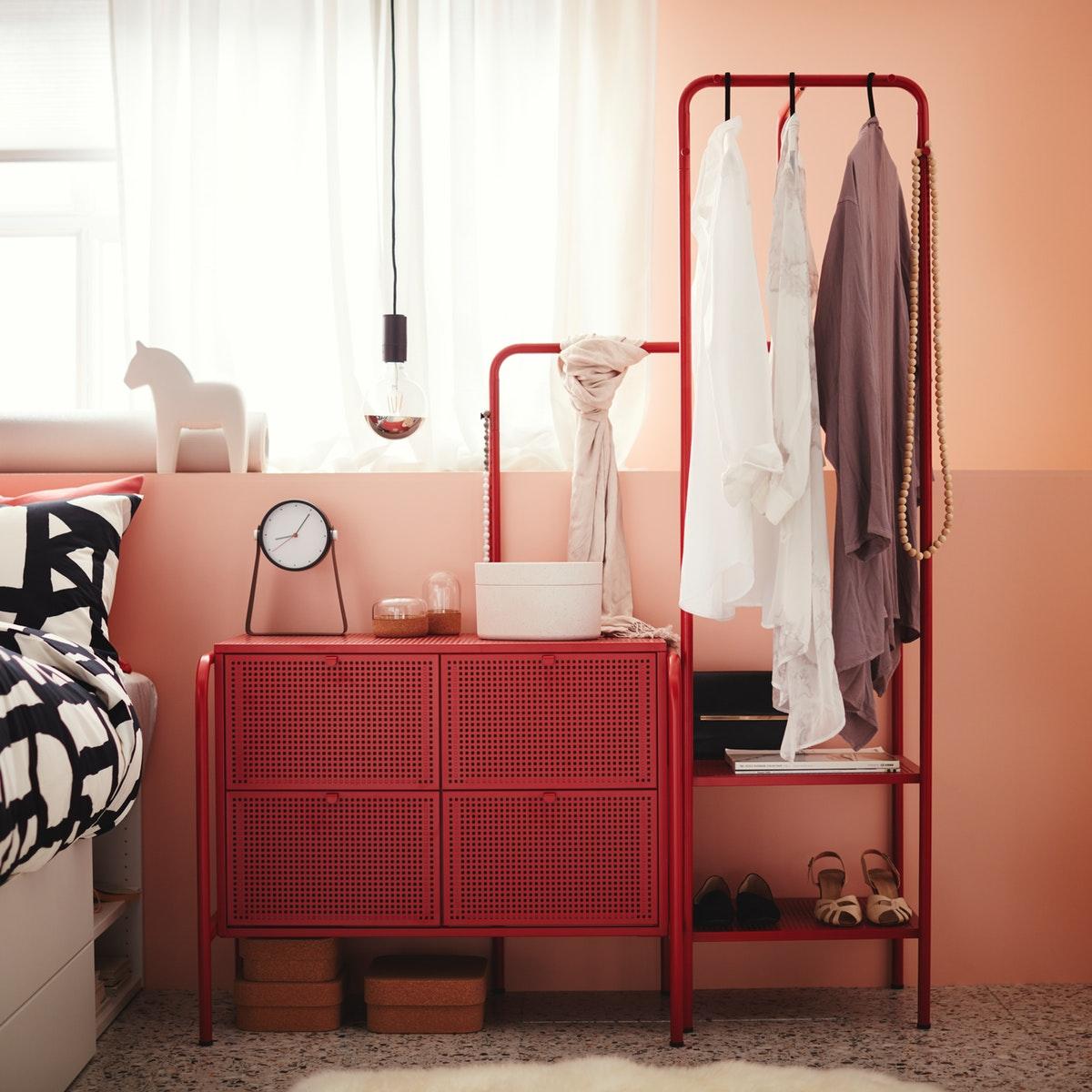 A red storage unit