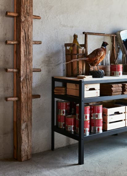 A shelving unit for spare supplies