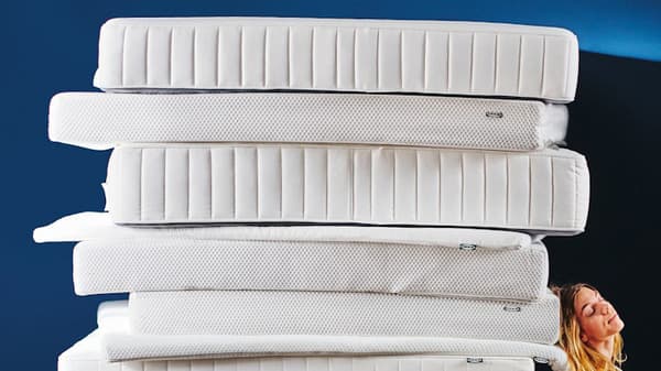 a stack of IKEA mattresses