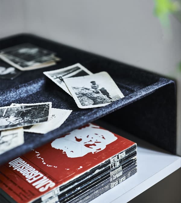A tray insert for small objects inside a KALLAX unit.