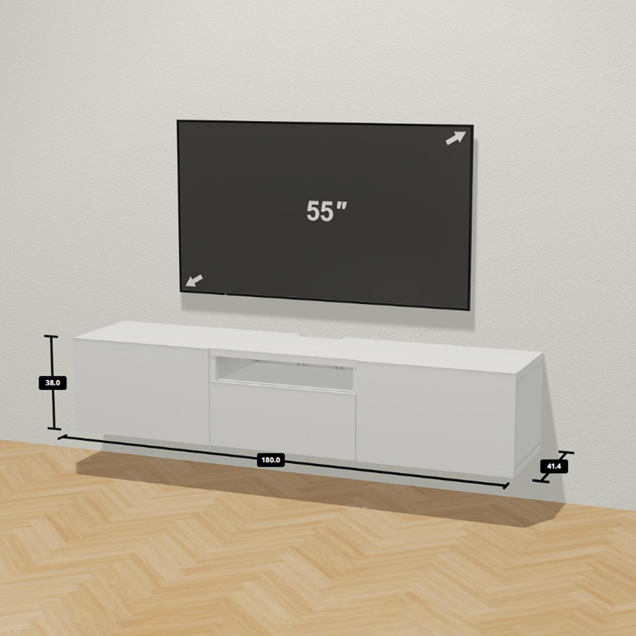 A white BESTÅ TV console bench with 3-door
