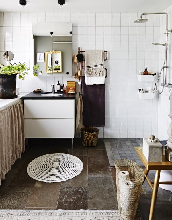 Add textiles to soften your bathroom