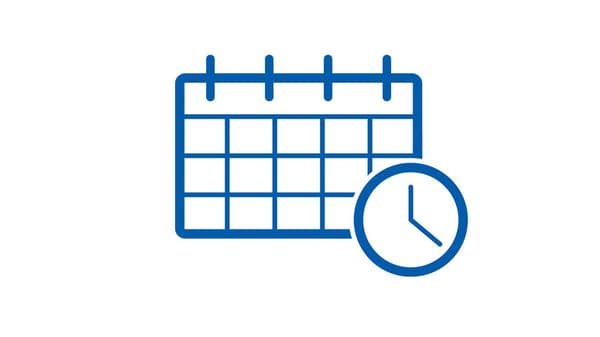 Afbeelding van een kalender met een klokje