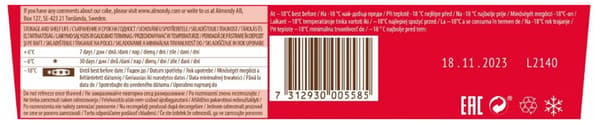 Almondy tilbagekalder en begrænset mængde af Daim mandelkage med chokolade og knas 400g (203.476.27), da der er blevet fundet metal i en kage. Produktet tilbagekaldes som en forebyggende foranstaltning. 