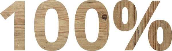الرقم <bdo1>100%</bdo> بتصميم شكل خامة من الخشب.