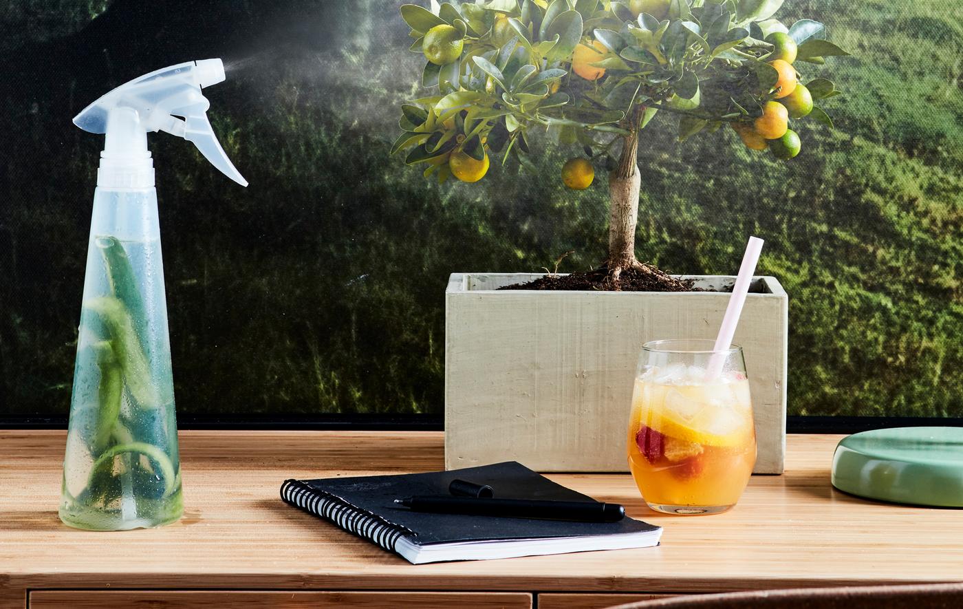 امزج رذاذ منعش للوجه! امزج بين الثلج ومختاراتك من النباتات في قنينة بخاخ، مثل IKEA TOMAT.