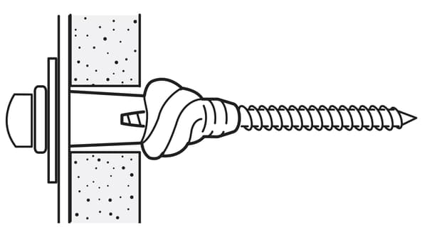 An illustration of a screw drilled into a wall with no stud.