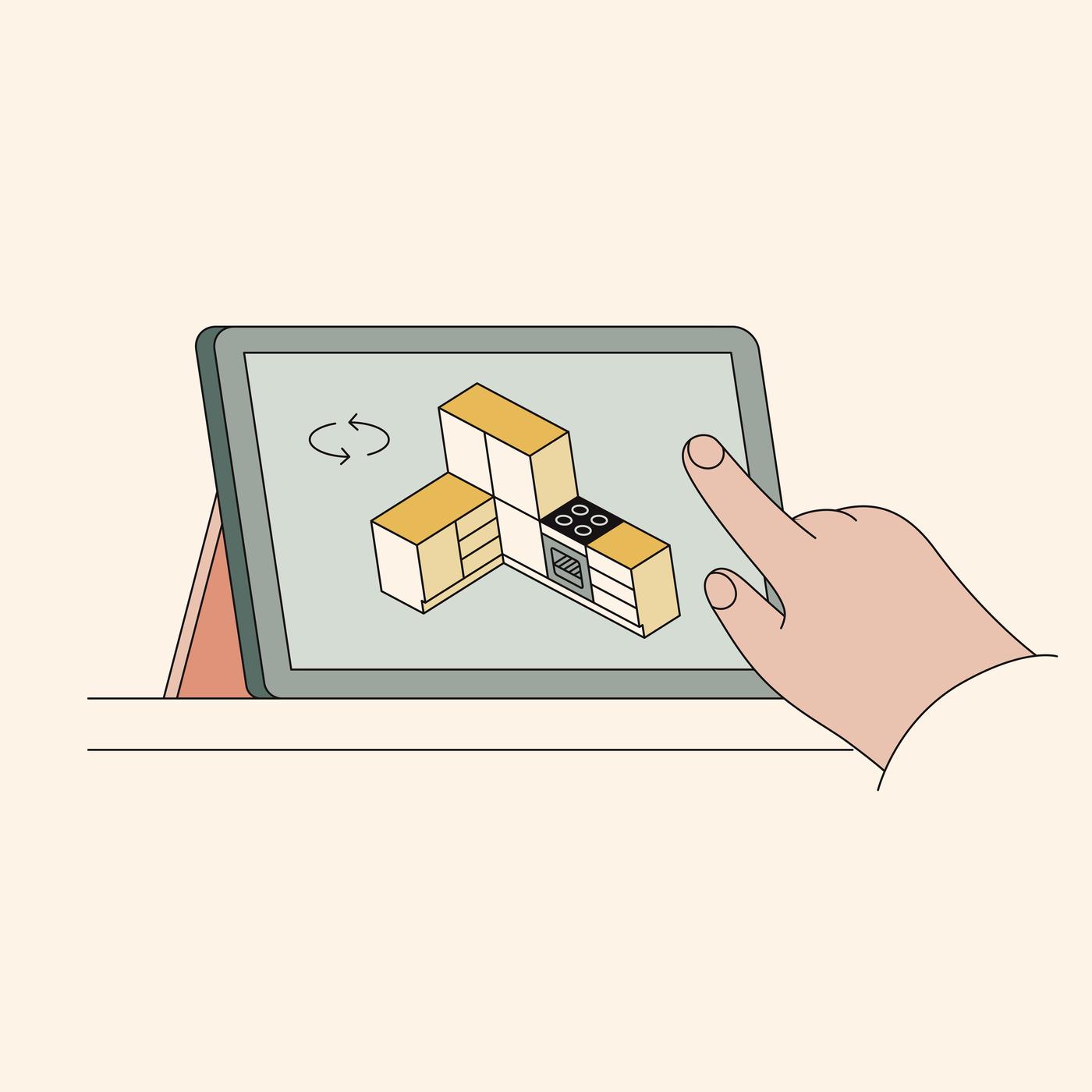 An illustration of a tablet where someone uses a planner