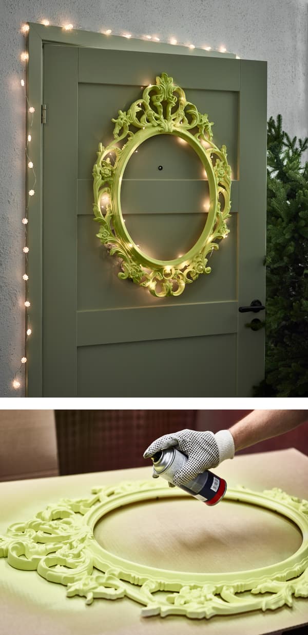 Are you in need of some house decorating ideas in time for the holidays? Why not update a frame with spray paint and pimp it with fairy lights as a nice door deco piece! IKEA offers a lot of frames such as UNG DRILL.