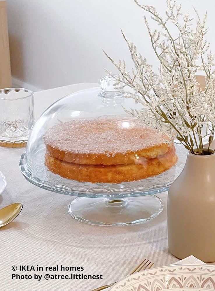 ARV BRÖLLOP Serving stand with lid, clear glass, 29 cm