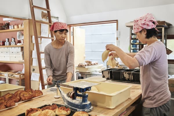 Bakers preparing dough in the kitchen