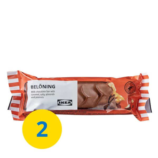 BELÖNING salty caramel milk chocolate bar.