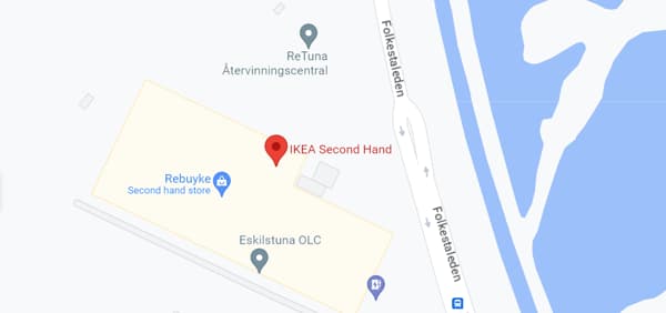 Bild på en karta till IKEA Second Hand i Eskilstuna.