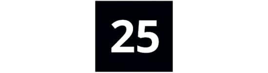 Black and white 25 year guarantee logo
