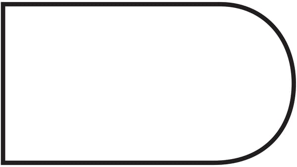 Black and white outline of full round edge style.