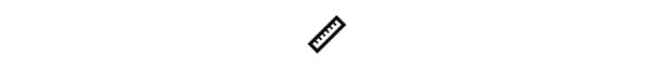 Black and white vector icon of a ruler, to illustrate IKEA home design service