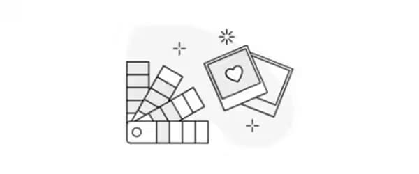 Black and white vector icon of colour palette and mood board, to illustrate IKEA Home design service