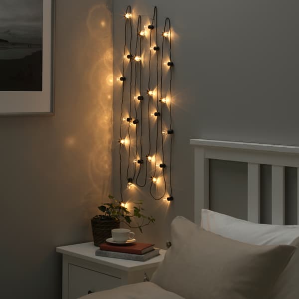 BLÖTSNÖ Guirlande lumineuse à DEL 12 amp, intérieur, à pile noir.