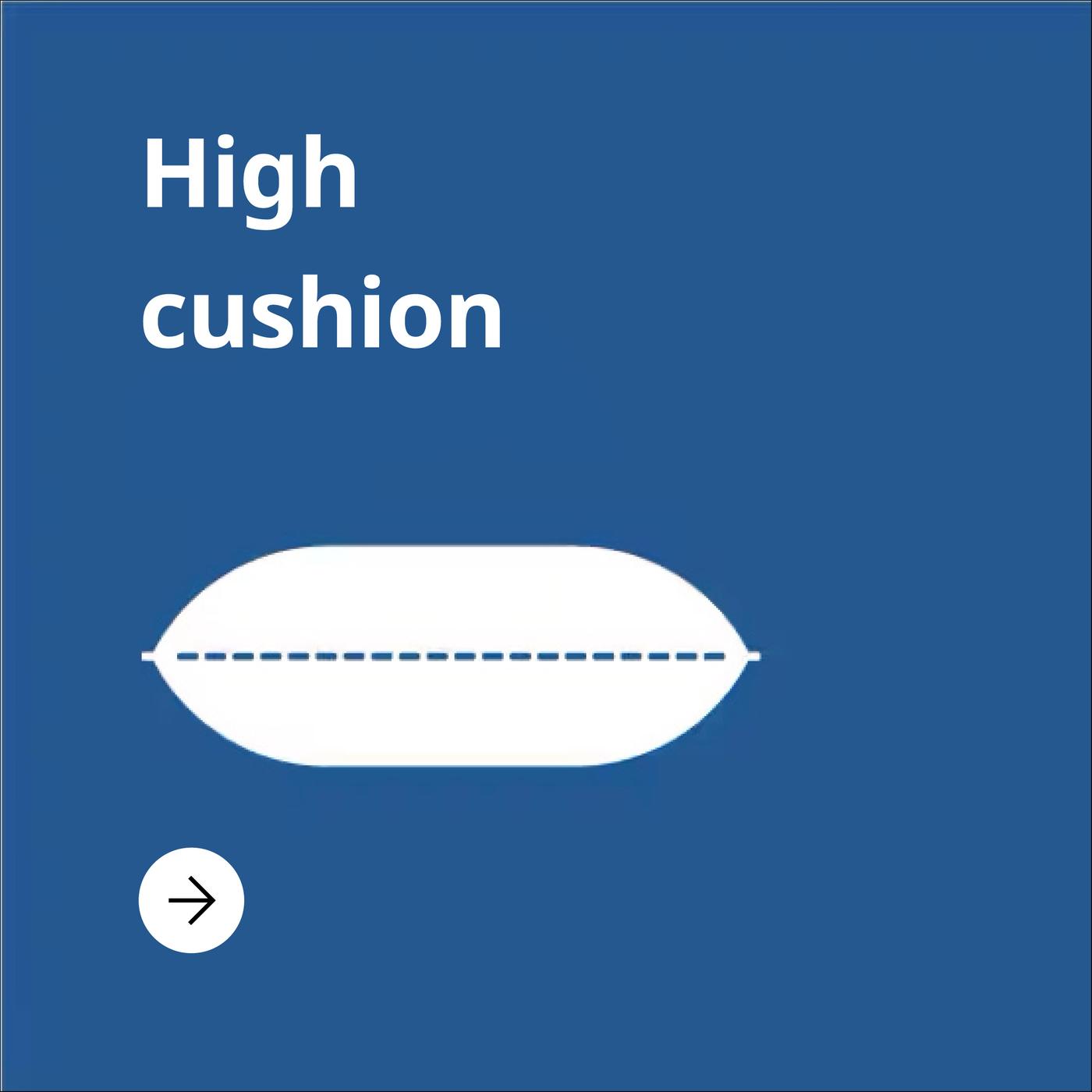 Blue background with a high cushion pillow and the text "high cushion"