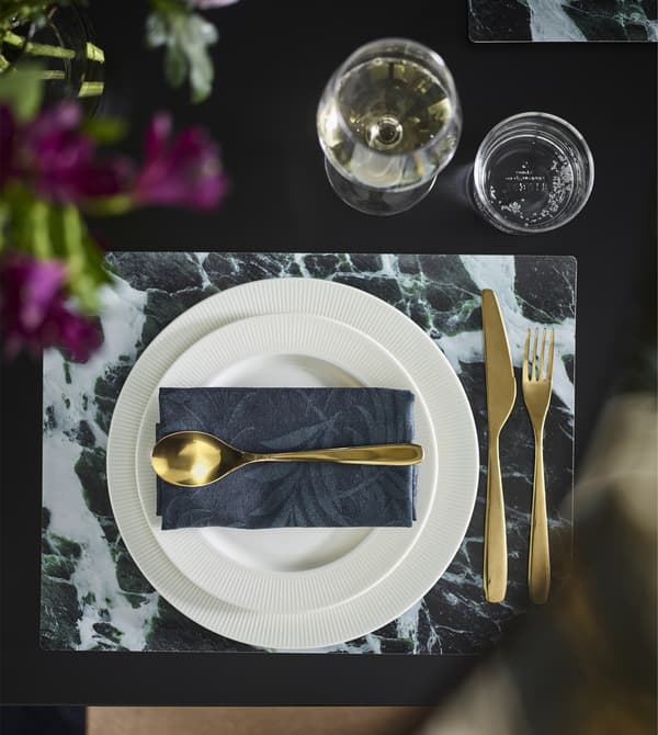 Brass furniture can help a darker room feel light. IKEA has a variety like the modern knives, forks and spoons or TILLAGD cutlery in brass-coloured, metallisted stainless steel.