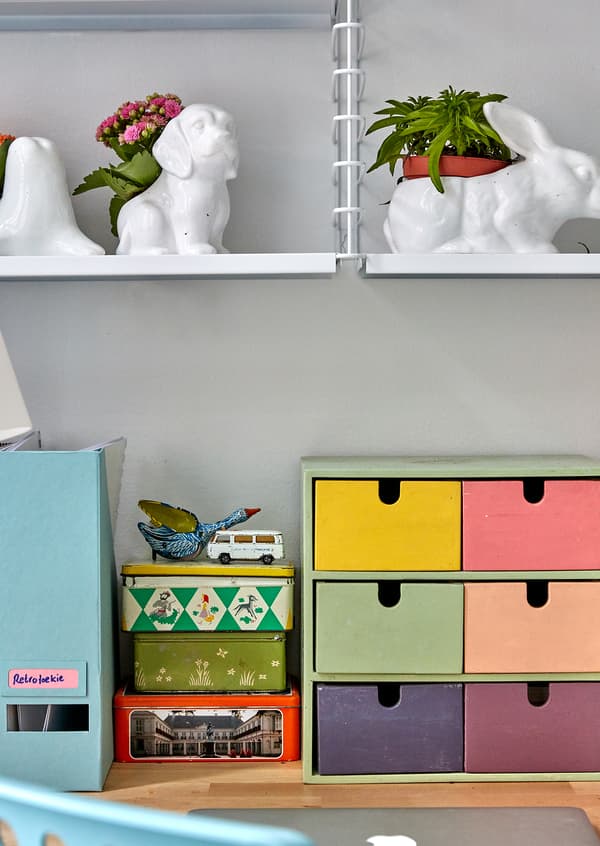 Brighten up storage boxes with paint.
