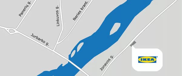 Bus traffic map to IKEA pick-up and ordering point in Kaunas.