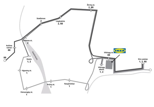 Bus traffic map to the IKEA store