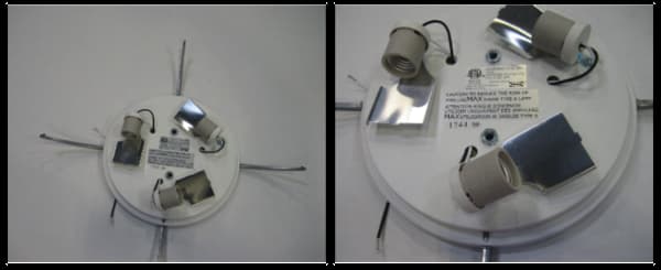 CALYPSO ceiling lamp with the glass shade removed