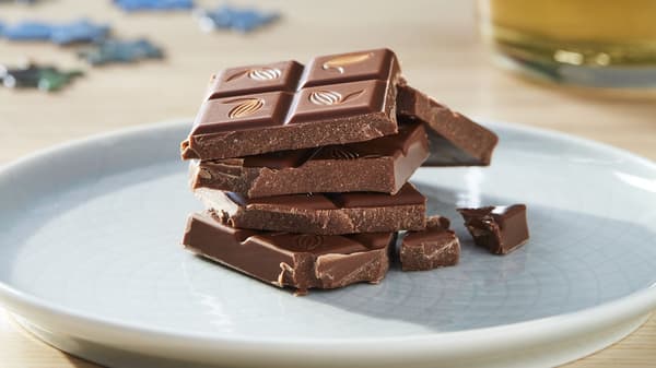 chocolate bars on a white plate