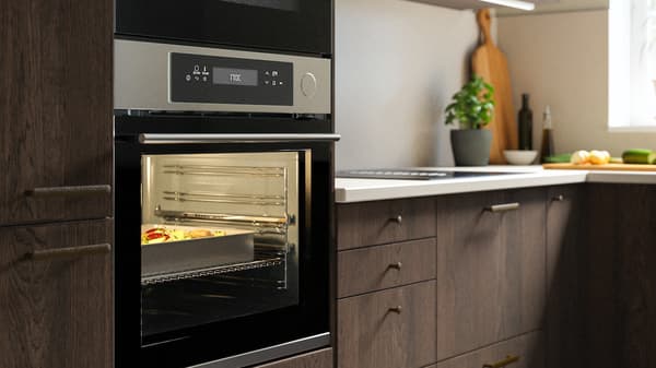 Close-up of an oven in an IKEA kitchen