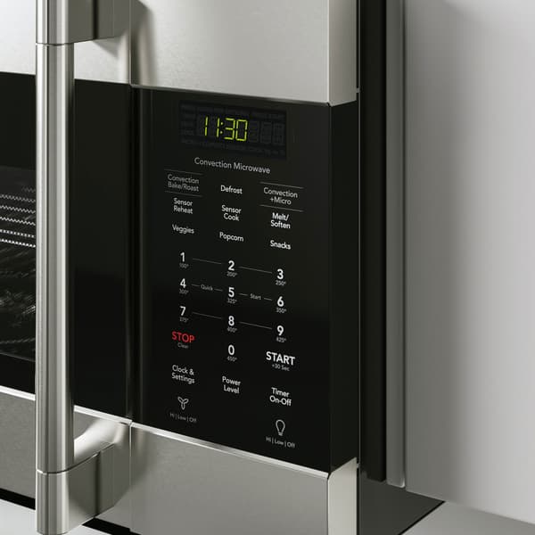 Close-up of microwave buttons