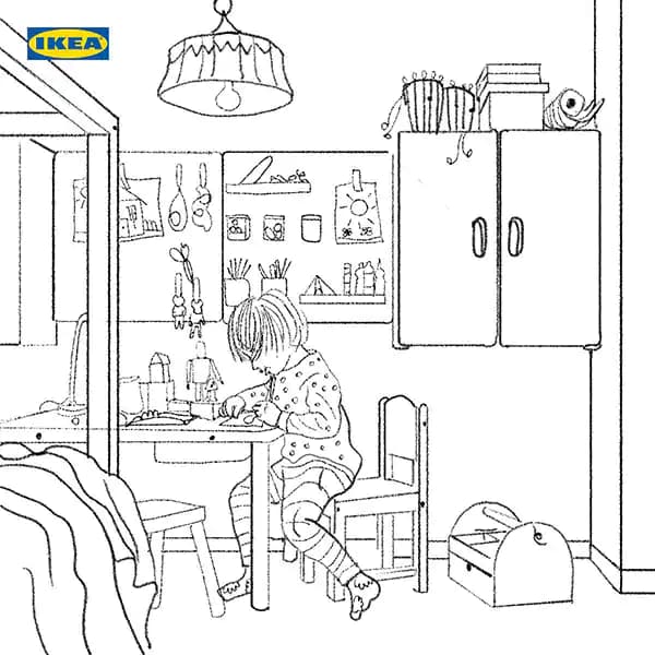 Coloriage d'une chambre d'enfant