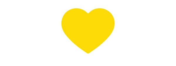 Corazón amarillo con fondo blanco.
