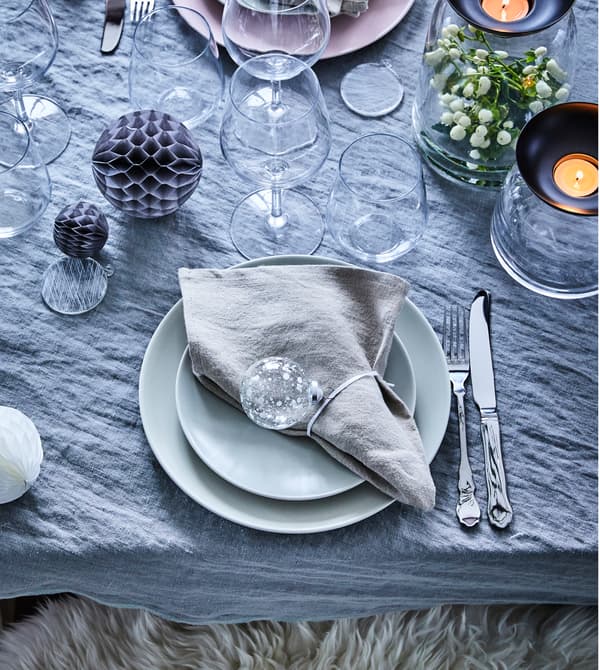 Create a modern setting on your dinner table this holiday. Mix plates and wine glasses. IKEA has lots of modern dining room furniture, dinnerware and glasses, such as IVRIG red wine glasses. The squared bowl gives IVRIG series its special character.