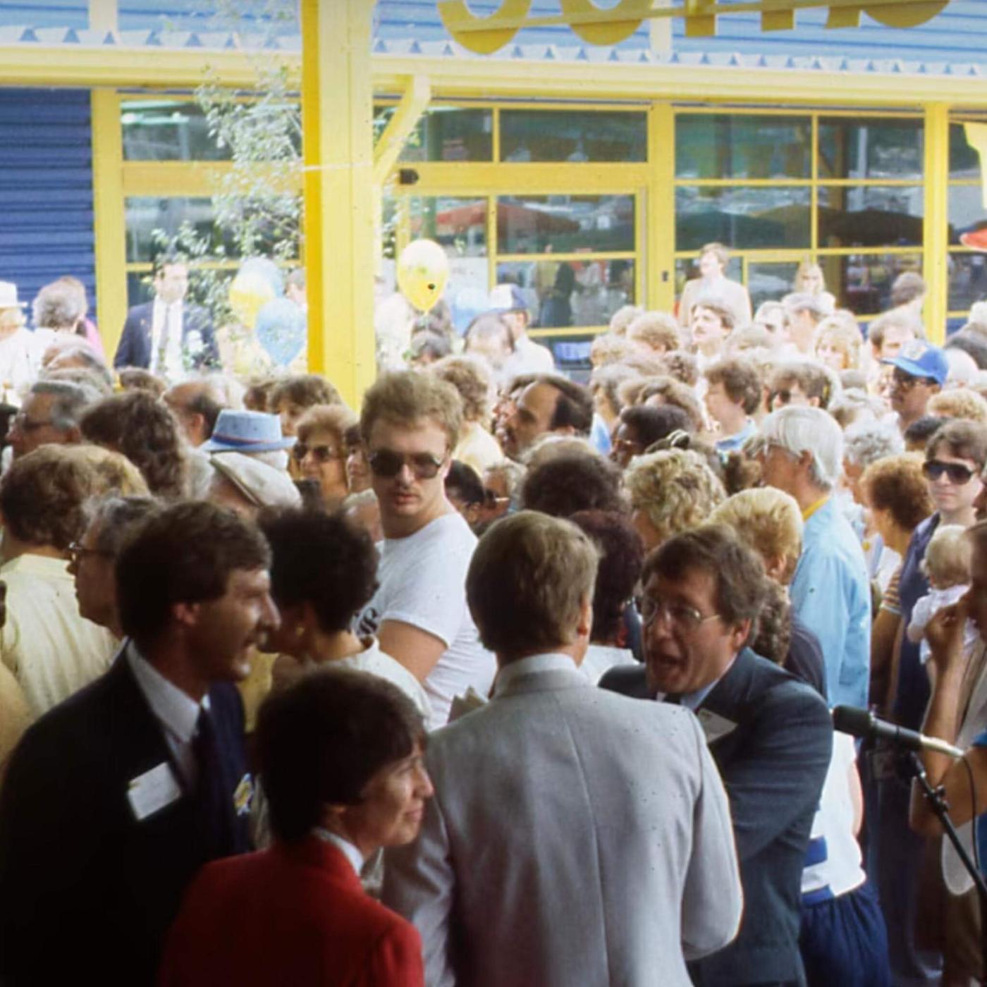 crowd of people at store