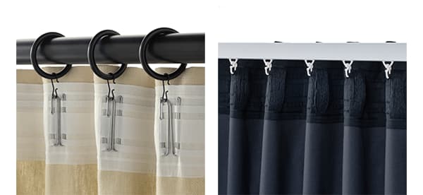Curtains with heading tape