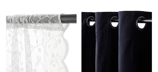 Curtains with rod pocket and eyelets