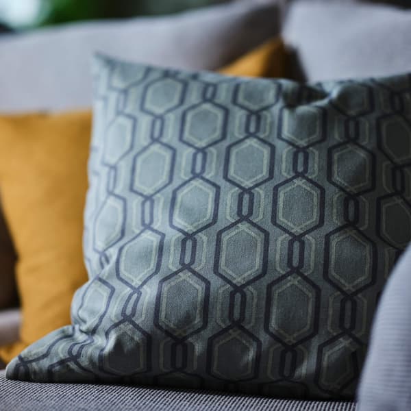 Cushion cover, green/gray