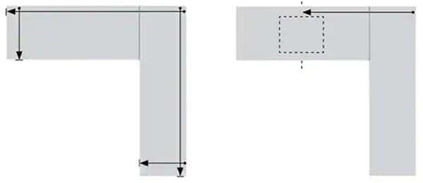 Diagram showing how to measure your countertop area for both attached and freestanding IKEA custom countertops